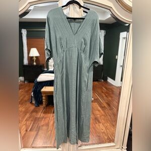 100% Linen Sage Green Maxi Dress